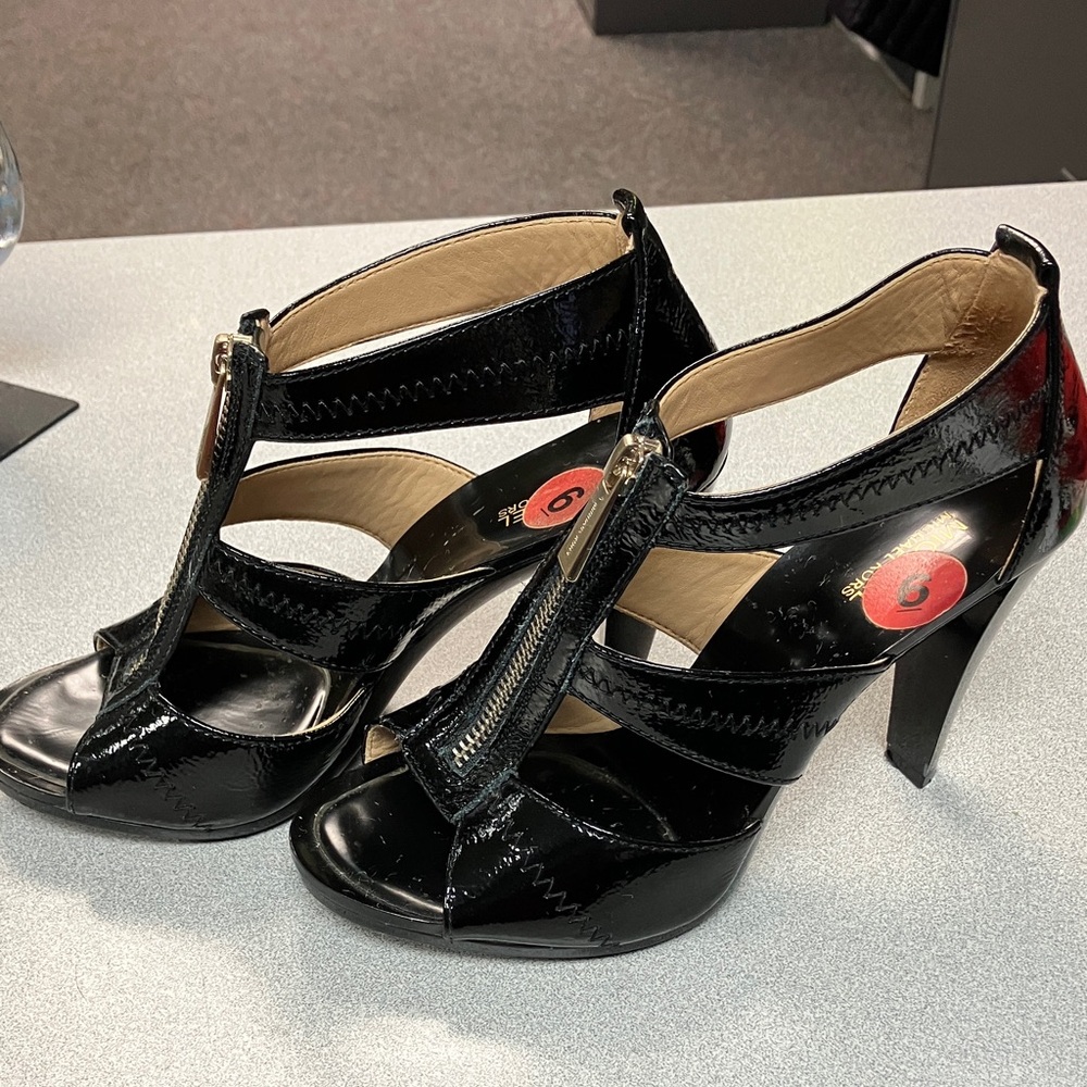 MICHAEL Michael Kors Glossy Black Heels with Zipper